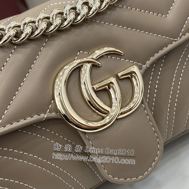 Gucci專櫃古馳最新款Marmont系列絎縫迷你手袋原廠皮鏈條女士挎包 jh2360型號：446744